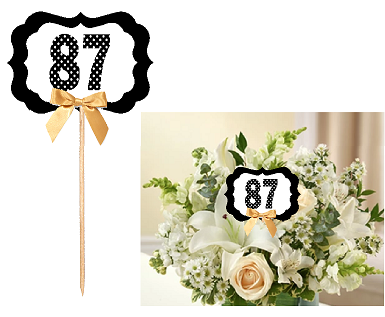 87th Birthday  - Anniversary Table Decoration Party Centerpiece Pick - Set of 6