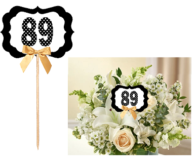 89th Birthday  - Anniversary Table Decoration Party Centerpiece Pick - Set of 6
