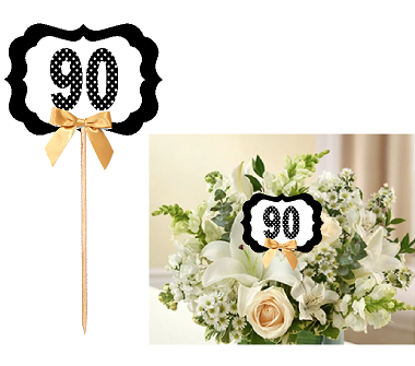 90th Birthday  - Anniversary Table Decoration Party Centerpiece Pick - Set of 6