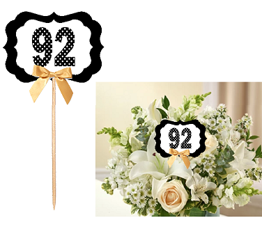 92nd Birthday  - Anniversary Table Decoration Party Centerpiece Pick - Set of 6