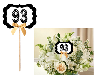 93rd Birthday  - Anniversary Table Decoration Party Centerpiece Pick - Set of 6