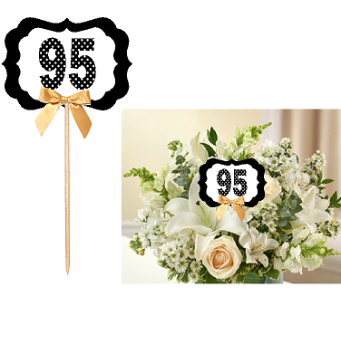 95th Birthday  - Anniversary Table Decoration Party Centerpiece Pick - Set of 6