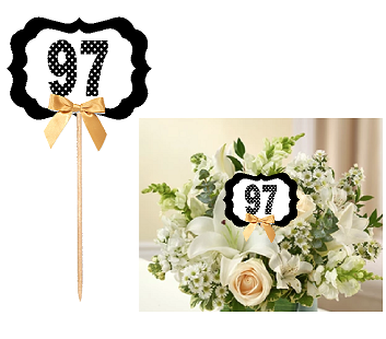 97th Birthday  - Anniversary Table Decoration Party Centerpiece Pick - Set of 6