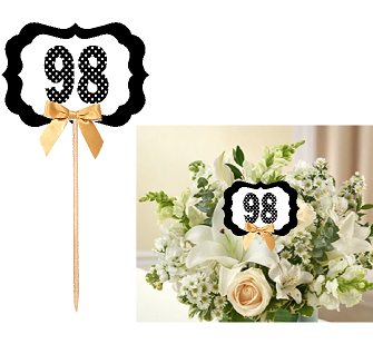 98th Birthday  - Anniversary Table Decoration Party Centerpiece Pick - Set of 6