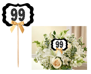 99th Birthday  - Anniversary Table Decoration Party Centerpiece Pick - Set of 6