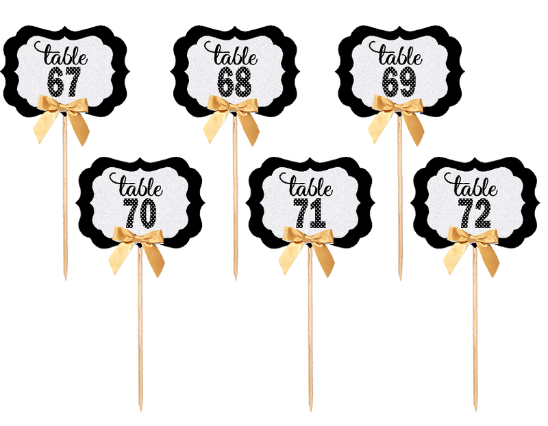 Table Numbers 67-72 Table Decoration Party Centerpiece Picks