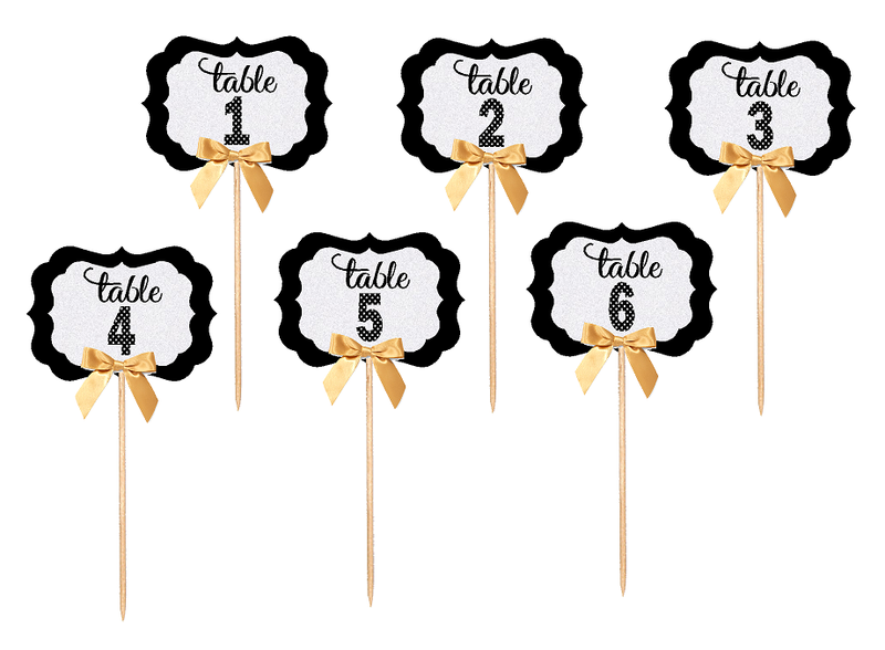 Table Numbers 1 -6 Table Decoration Party Centerpiece Picks