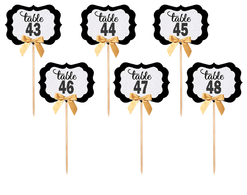 Table Numbers 43-48 Table Decoration Party Centerpiece Picks