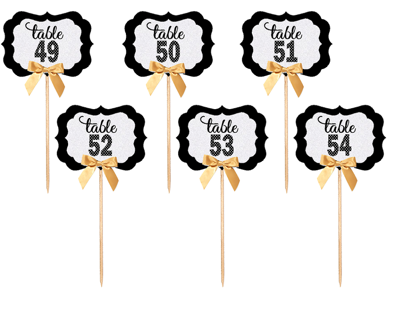 Table Numbers 49-54 Table Decoration Party Centerpiece Picks