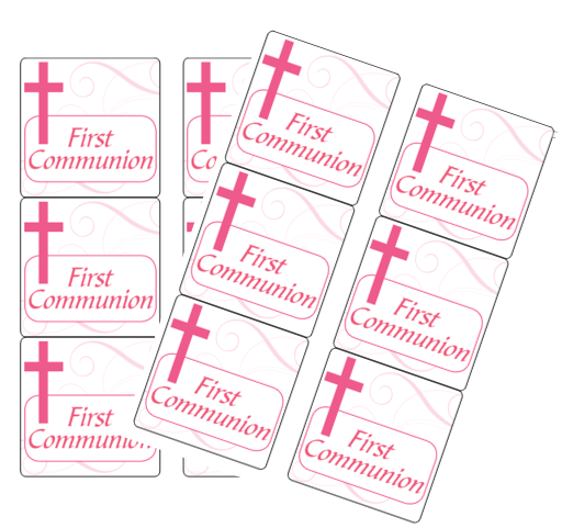 120ct Holy Communion Gods Blessings Stickers -Pink