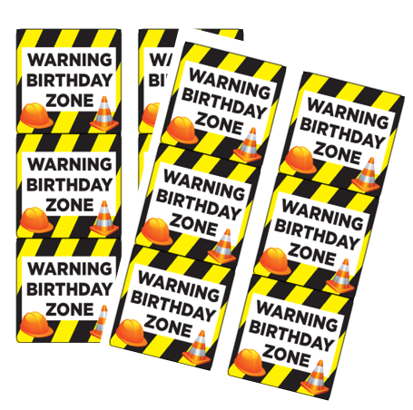 120ct Construction Birthday Zone Stickers