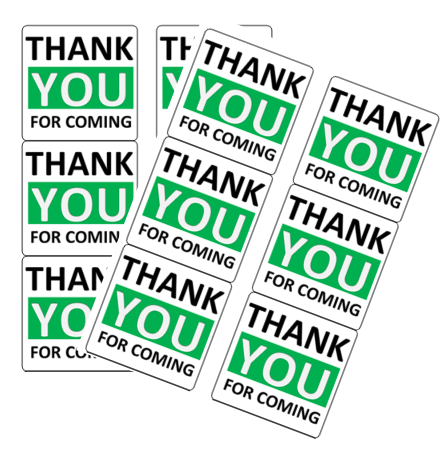 120ct Thank you for Coming Stickers - Green