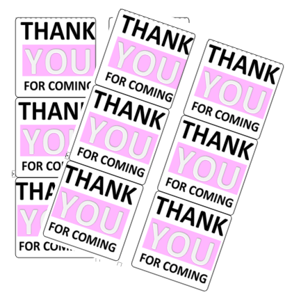 120ct Thank you for coming stickers - light pink