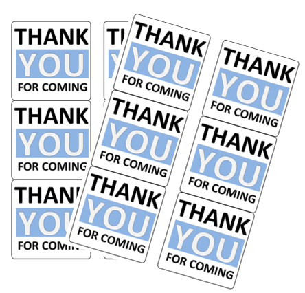 120ct Thank you for coming stickers - light blue