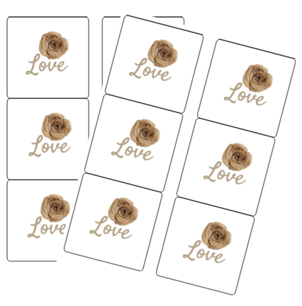 120ct Love Burlap Rose Stickers