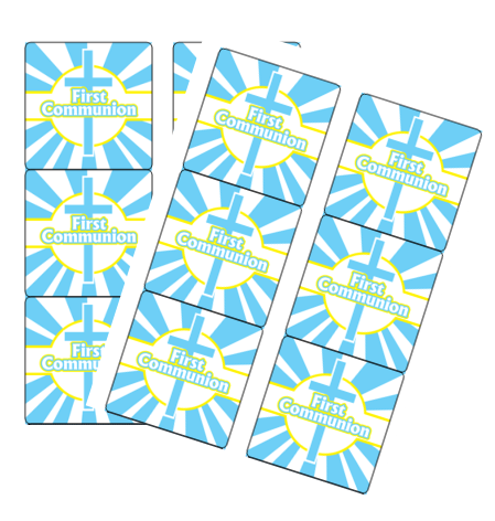 120ct First Communion Stickers - Blue Green
