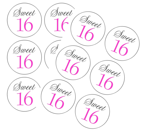 120ct Sweet 16 Stickers - Hot Pink