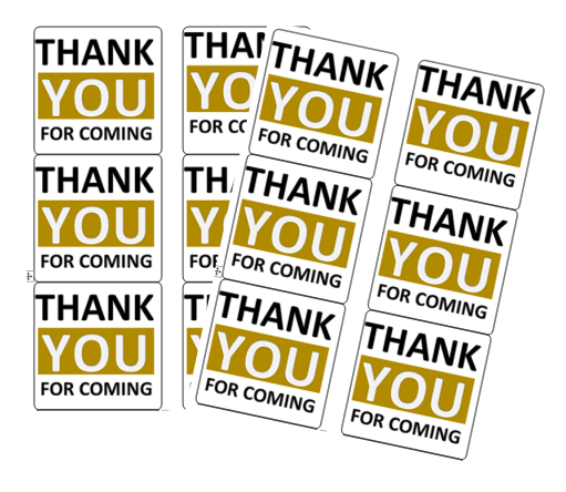 120ct Thank You For Coming Stickers -Gold Tone