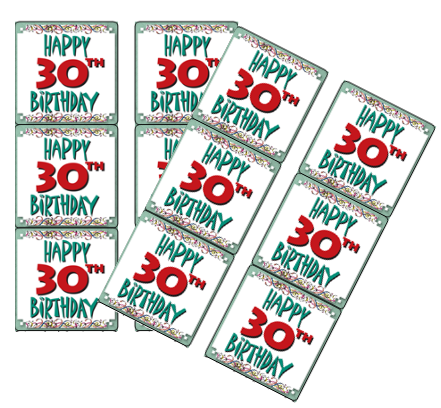 120ct Happy 30th Birthday Stickers