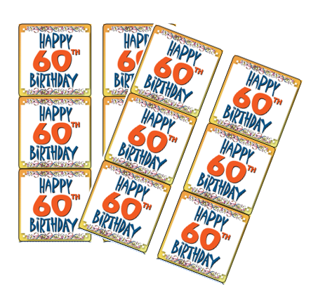 120ct Happy 60th Birthday Stickers