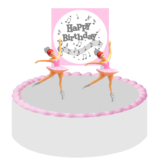 Happy Birthday Music Notes Ballerina Dancers Cake Decoration Cake Topper
