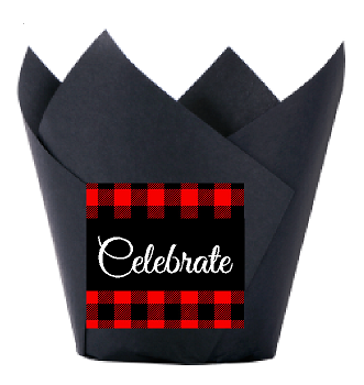 Celebrate Black Lumberjack Tulip Baking Cup Decorative Liners -24pack