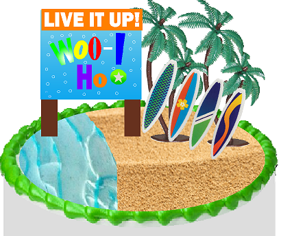 Live it Up Whoo Hoo SurfBoards Cake Decoration Topper
