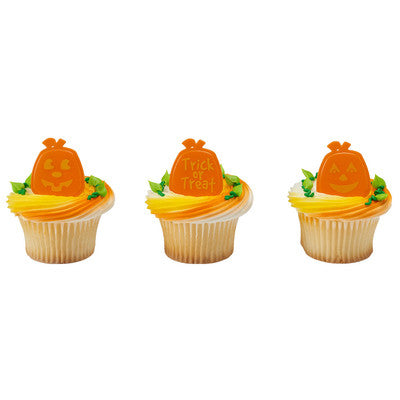 Pumpkin Faces Cupcake - Desert - Food Decoration Topper Rings 12ct