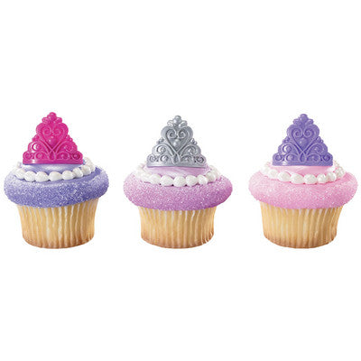 Queen Crowns Cupcake - Desert - Food Decoration Topper Rings 12ct