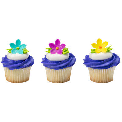 SpRings  Flower Cupcake - Desert - Food Decoration Topper Rings 12ct