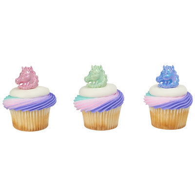 Unicorn Cupcake - Desert - Food Decoration Topper Rings 12ct