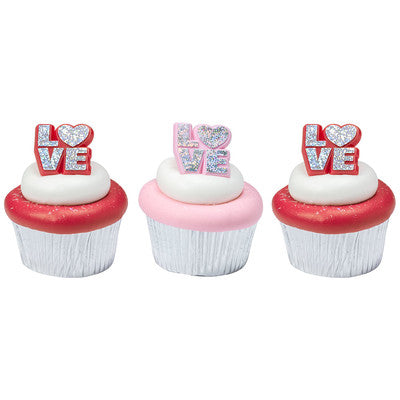 Valentine Assortment Stacked Cupcake - Desert - Food Decoration Topper Rings 12ct