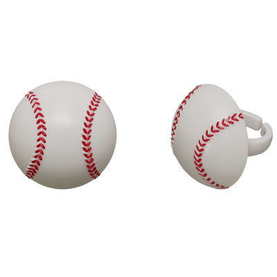3D Baseball Cupcake - Desert - Food Decoration Topper Rings 12ct
