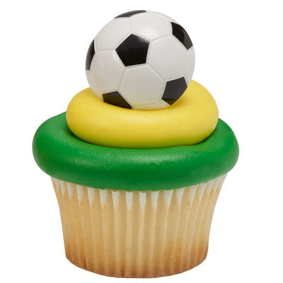 3D Soccer Cupcake - Desert - Food Decoration Topper Rings 12ct