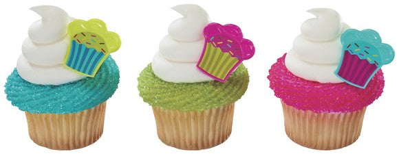 Bright Cupcakes Cupcake - Desert - Food Decoration Topper Rings 12ct