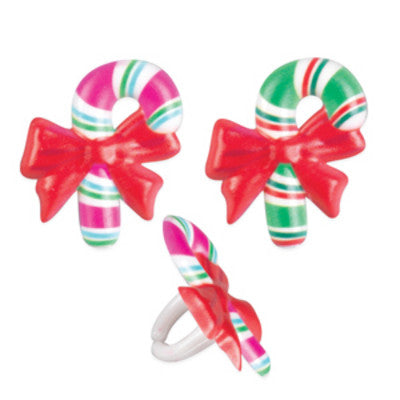 Candy Cane Assortment Cupcake - Desert - Food Decoration Topper Rings 12ct