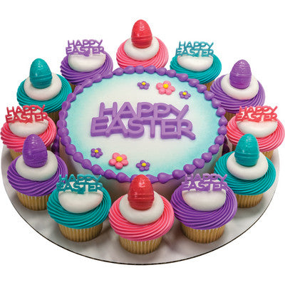 Decorated Egg Cupcake - Desert - Food Decoration Topper Rings 12ct
