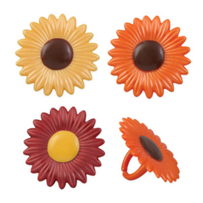 Fall Daisy Cupcake - Desert - Food Decoration Topper Rings 12ct