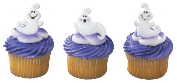 Friendly Ghosts Cupcake - Desert - Food Decoration Topper Rings 12ct