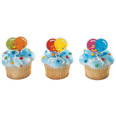 Balloons Cupcake - Desert - Food Decoration Topper Rings 12ct