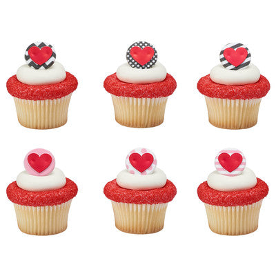Heart of Desire Cupcake - Desert - Food Decoration Topper Rings 12ct