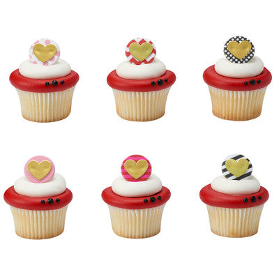 Heart of Gold Cupcake - Desert - Food Decoration Topper Rings 12ct
