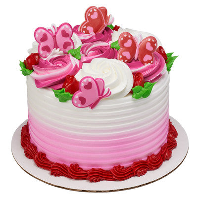 Heart Butterflies Cupcake - Desert - Food Decoration Topper Rings 12ct