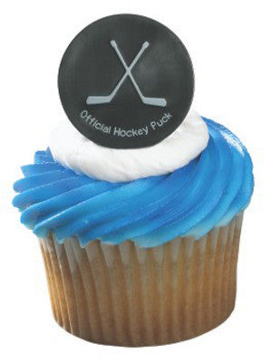Hockey Puck Cupcake - Desert - Food Decoration Topper Rings 12ct