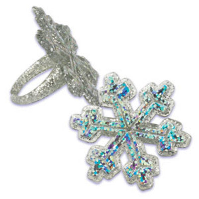 Holographic Glitter Snowflake Cupcake - Desert - Food Decoration Topper Rings 12ct