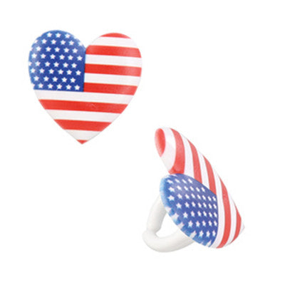 I Love the USA Cupcake - Desert - Food Decoration Topper Rings 12ct
