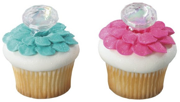 Iridescent Diamond Cupcake - Desert - Food Decoration Topper Rings 12ct
