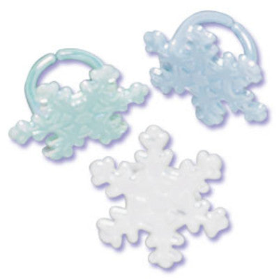 Iridescent Snowflake Cupcake - Desert - Food Decoration Topper Rings 12ct