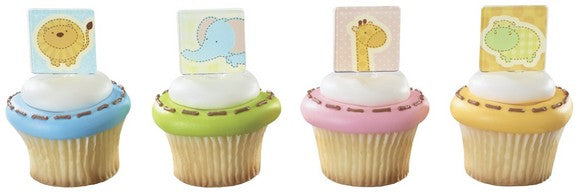 Safari Babies Pastel Animals   Cupcake - Desert  Decoration Topper Picks 12ct