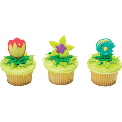 Spring Flowers  Cupcake - Desert  Decoration Topper Picks 12ct